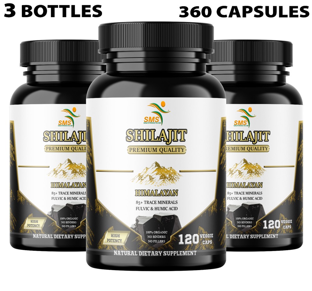 Himalayan Premium Pure Shilajit 360 Caps, IMPROVES VIGOR-VITALITY (3 Pack) USA