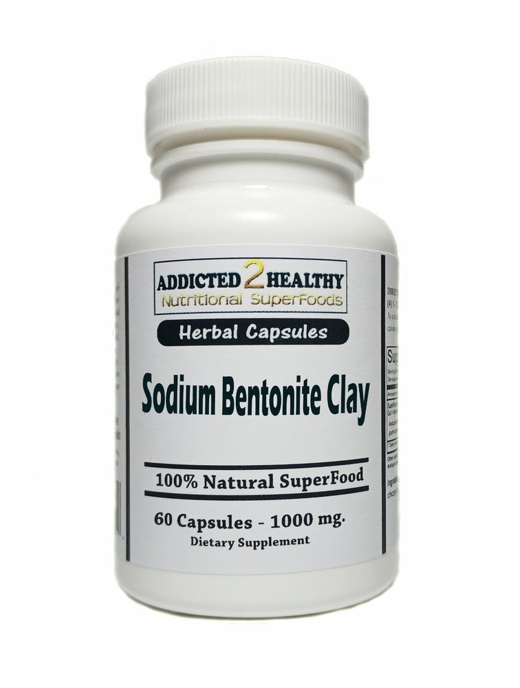 60 Sodium Bentonite Clay Capsules 1000 mg – Natural Herbal Detox
