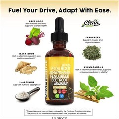 Maca Ashwagandha Beet Root Drops Supplement Liquid Blend Fenugreek L-Arginine |