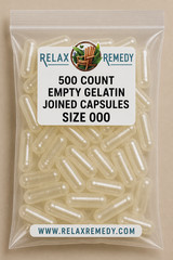 Empty Gelatin Capsules 500 Count – Size 000 Non-GMO Clear, Joined HUGE Capsules