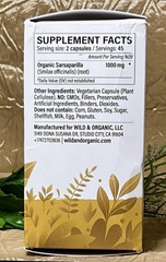 Wild & Organic SARSAPARILLA ROOT 1000mg 90Caps – Skin & Detox Support Exp 03/27