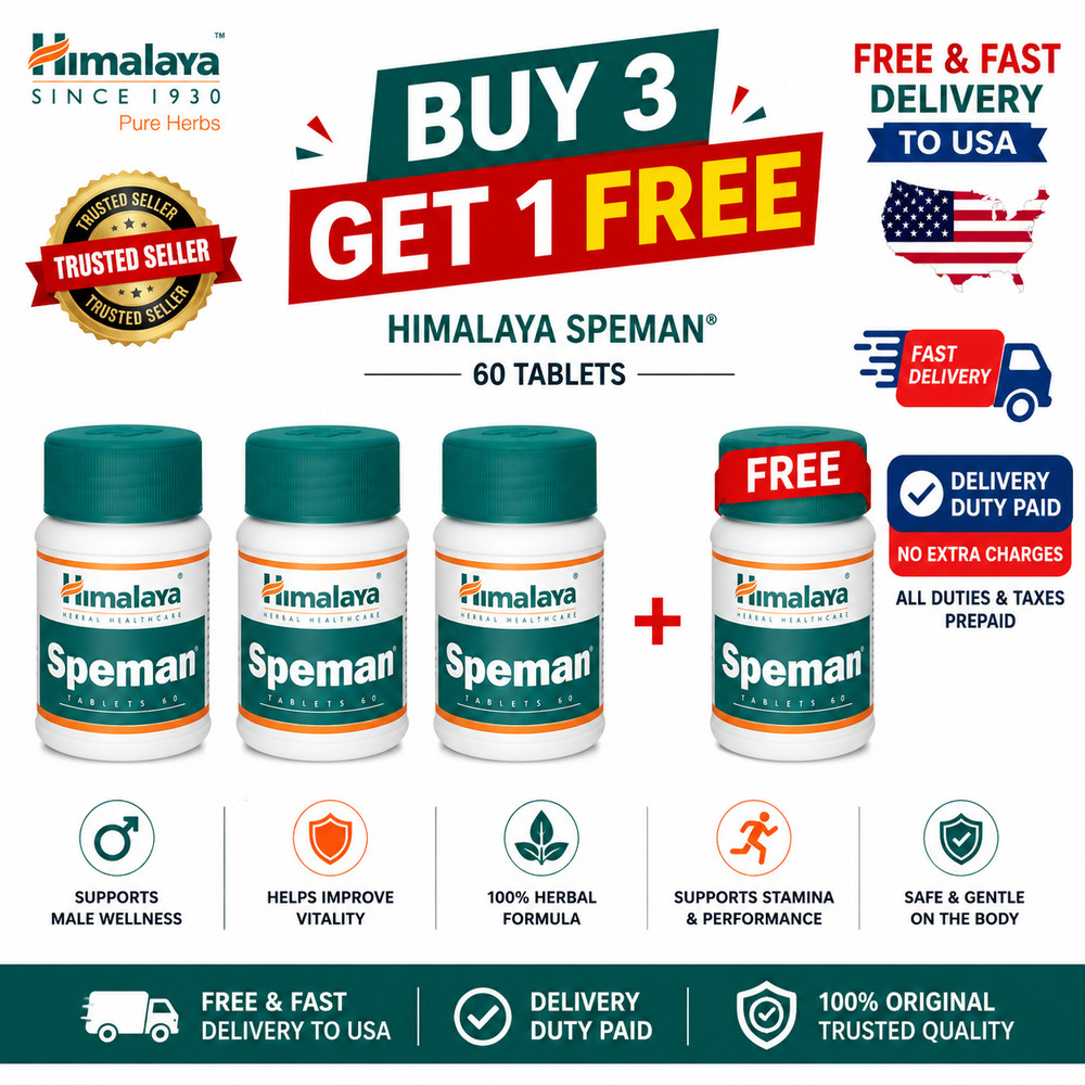 HIMALAYA SPEMAN 60 Tabs BUY 3 GET 1 FREE 240 Tablets MEN Fertility SupportUSA