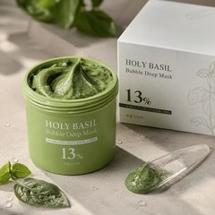 CALM Máscara de Burbujas de Albahaca Santa Profunda – Albahaca Santa y Agua Carb