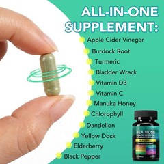 Sea Moss Black Seed Oil Ashwagandha Ginger Turmeric Burdock Root 60 Count