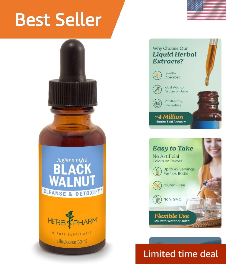 Organic Black Walnut Extract Drops for Cleansing – 1 Fluid Ounce Bottle
