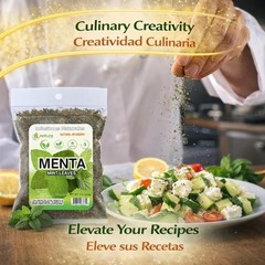 Menta seca (hojas de menta seca) 4 onzas |% 100 natural, sin OMG, sin gluten, me