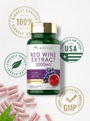 Red Wine Extract Capsules | 1000mg | 120 Count | Non-GMO | by Carlyle