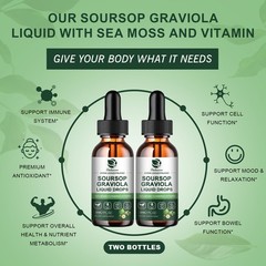2X Soursop Graviola Liquid Drop for Cell Support & Regeneration, Immune Boost