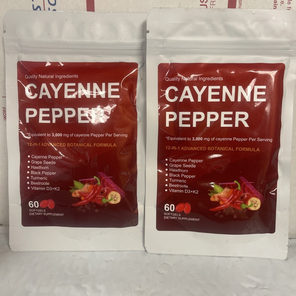 2x Cayenne Pepper 3000mg 12 In 1 Advanced Botanical Formula 60 Softgels/Ea 09/27
