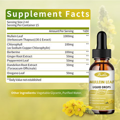 Natural Mullein Extract Liquid Drops for Lungs Cleanse Respiratory Support