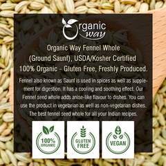 Fennel Seeds Whole (Foeniculum Vulgare), Improve Digestion, Organic & Kosher Cer