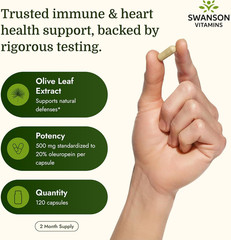 Swanson Olive Leaf Extract Capsules with 20% Oleuropein 120 Count (Pack of 1)