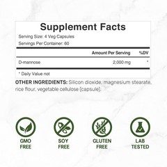 D Mannose 2000mg 240 Capsules Urinary Tract Bladder Support Vegan Non GMO