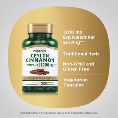 Ceylon Cinnamon Complex 1200 mg (per serving), 200 Vegetarian Capsules