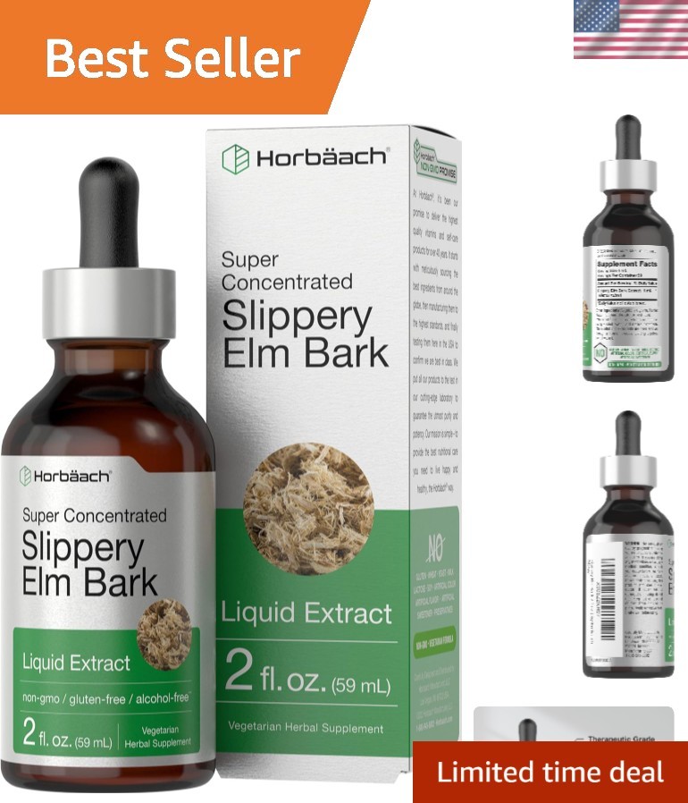 Slippery Elm Liquid Drops 2 fl oz | Alcohol-Free Extract | Vegetarian Non-GMO