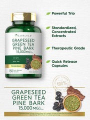 Grapeseed, Green Tea, Pine Bark Capsules | 15,000mg | 150 Count | by Carlyle