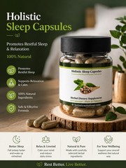 Holistic Solutionz Sleep Capsules 100% Natural Herbal Supplement 60 Count
