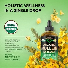 USDA Organic Mullein Leaf Liquid Extract for Lung Support 4 oz