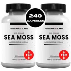 Organic Sea Moss Capsules, Irish Sea Moss, bladderwrack Burdock Root 240 Pills