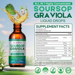 Soursop Bitters Liquid Drops Supplement with Irish Sea Moss & Turmeric for Cellu