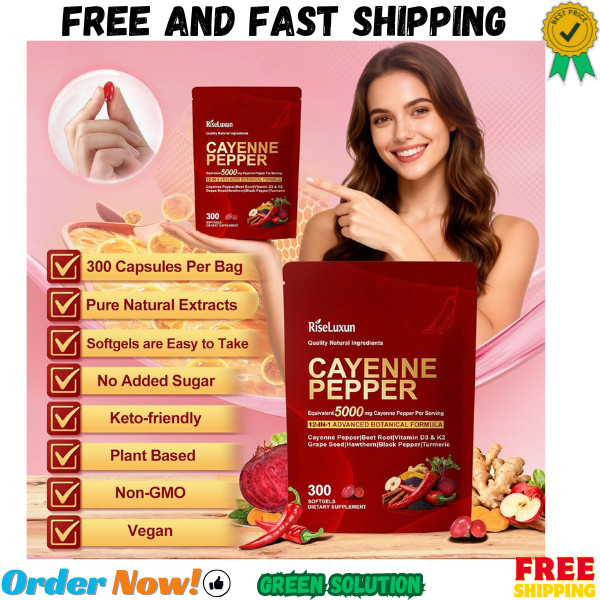 Cayenne Pepper Softgels, with Vitamin D3 K2+E and Extracts of Grape Seed, Hawtho