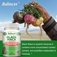 Black Maca Highest Potency Available 1000mg Supports Desire Stamina Energy