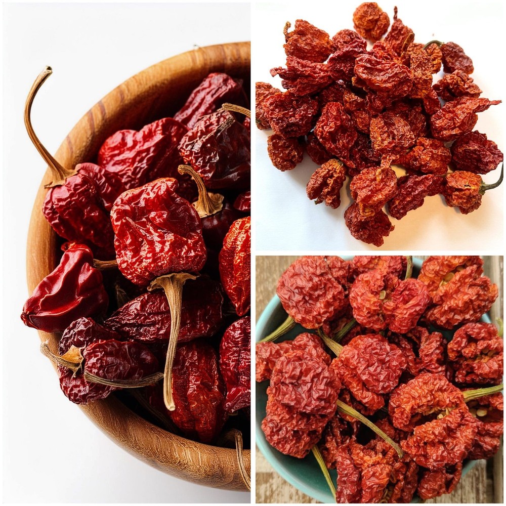 Ceylon Sun Dried Carolina Reaper 100 Pods 100% Pure Organic Free Shipping