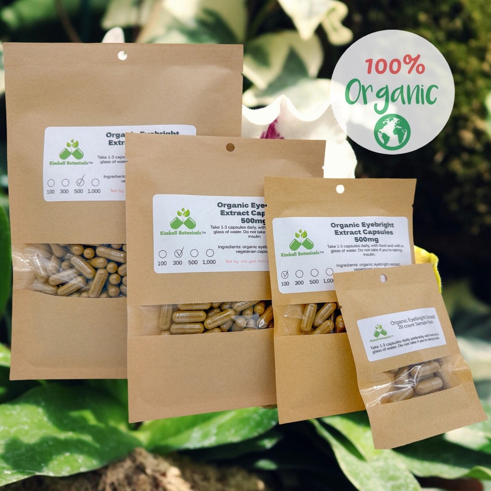 Organic Eyebright Extract Vegetarian Capsules 500mg, made fresh to order