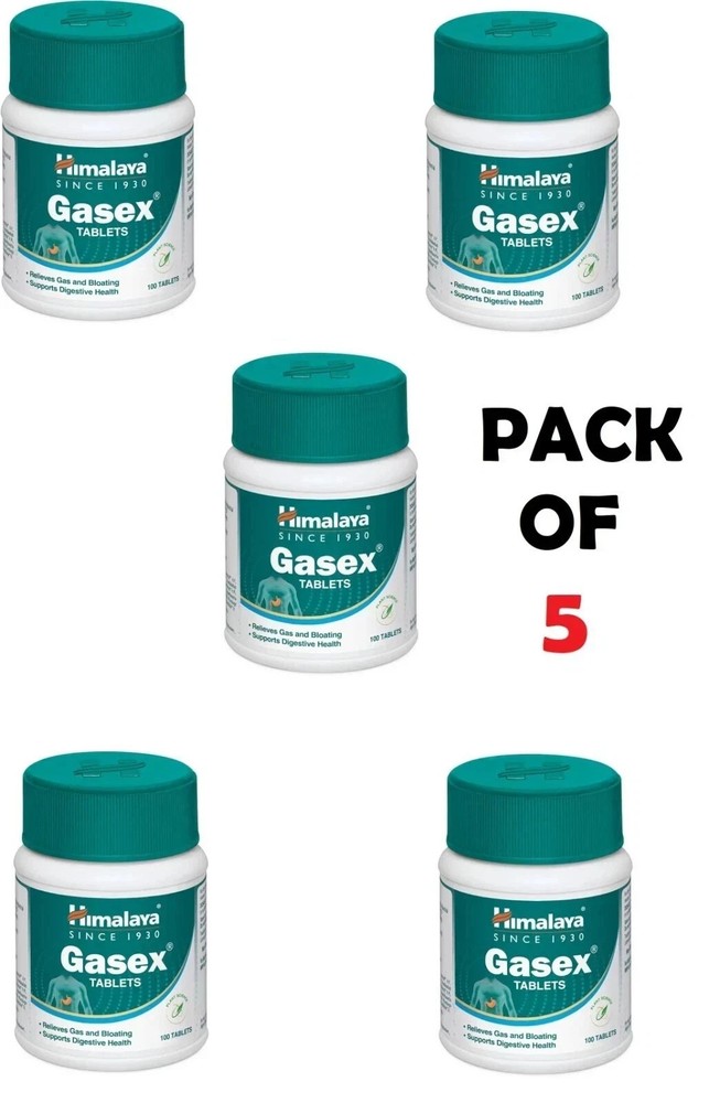 5 x Himalaya Gasex 300 Tabs Relief from Gas, Bloating & Indigestion