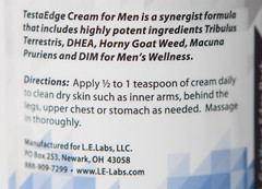 LEL TESTAEDGE TESTOSTERONE CREAM~MEN~ANTI-AGING~ENERGY~STAMINA~LEAN MUSCLE