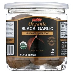 MW Polar Organic Black Garlic Naturally Cured Whole Bulbs, 5 oz Jar.