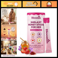 Shilajit Honey Sticks for Hormonal Balance, Energy & Focus – 30 Non-GMO Strawber