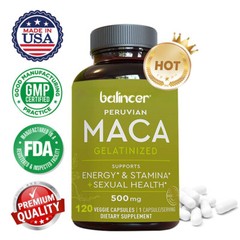 Organic Maca Root Capsules 500mg, Peruvian Maca Extract for Men & Women