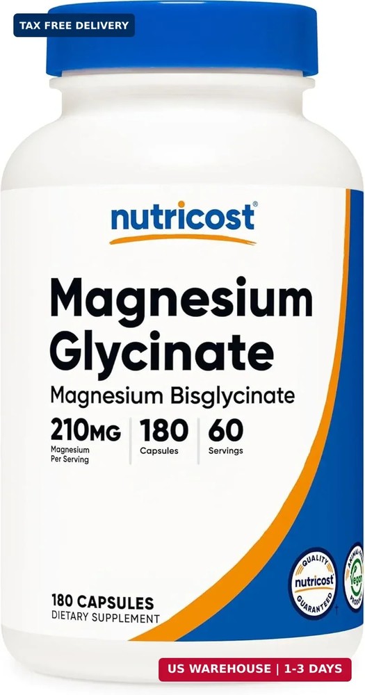 Magnesium Glycinate Capsules, 180 Capsules, 210mg | Gentle Absorption