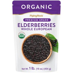 Elderberries Dried Organic | 1lb Bulk | European Whole Berries | by Piping Rock