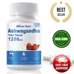 Ashwagandha Capsules 120ct 1200mg Supplement w/ Black Pepper Root Powder