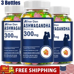 (3 pack) Ashwagandha Gummies 300mg Organic Root Extract Supplement Women & Men