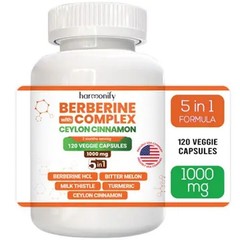 Harmonify Berberine Complex 1000mg with Ceylon Cinnamon 120 Veggie Capsules USA