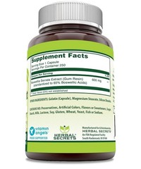 BOSWELLIA EXTRACT 65% BOSWELLIC ACIDS 250 CAPSULES HERBAL SECRETS SUPPLEMENT