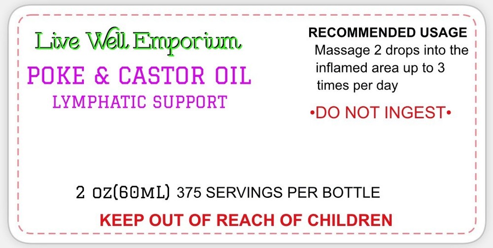 POKE ROOT & CASTOR OIL HERBAL SUPPLEMENTS-LYMPHATIC SUPPORT 2oz