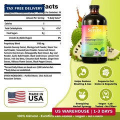 Serene Herbs Soursop Bitters Liquid with Soursop Leaves for Gut Cleanse, Detox &