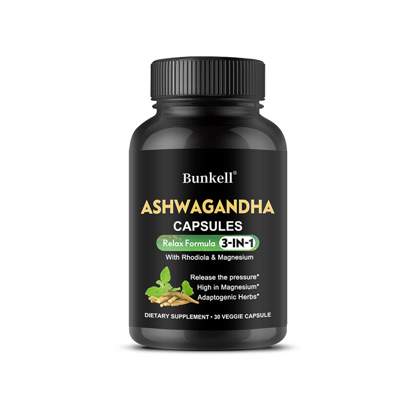Ashwagandha Capsules 650mg – 3 in 1 Relax Formula with Rhodiola and Magnesium