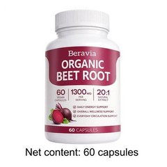 Beravia Organic Pure Beet Root Softgels Non GMO Natural Energy Blood Pressure