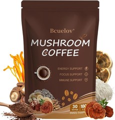 Mushroom Coffee, Instant Mushroom Coffee Powder with 6 Adaptogenic Mushrooms