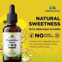 Organic Dandelion Root Extract Liquid Drops 4 oz – Alcohol-Free Tincture, 650mg/