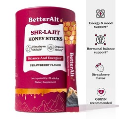 Better Alt She-Lajit Honey Sticks for Women – Himalayan Shilajit – 21ct
