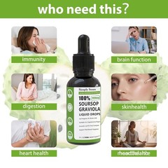 Organic Soursop Extract Drops – Pure Soursop Leaves & Fruit, Sugar/Gluten Free,
