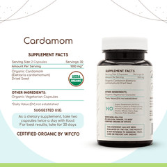 HerbEra Cardamom 60/120 Capsules, 500 mg, Organic (Elettaria cardamomum)