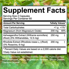 Ashwagandha Capsules 650mg – 3 in 1 Relax Formula with Rhodiola and Magnesium