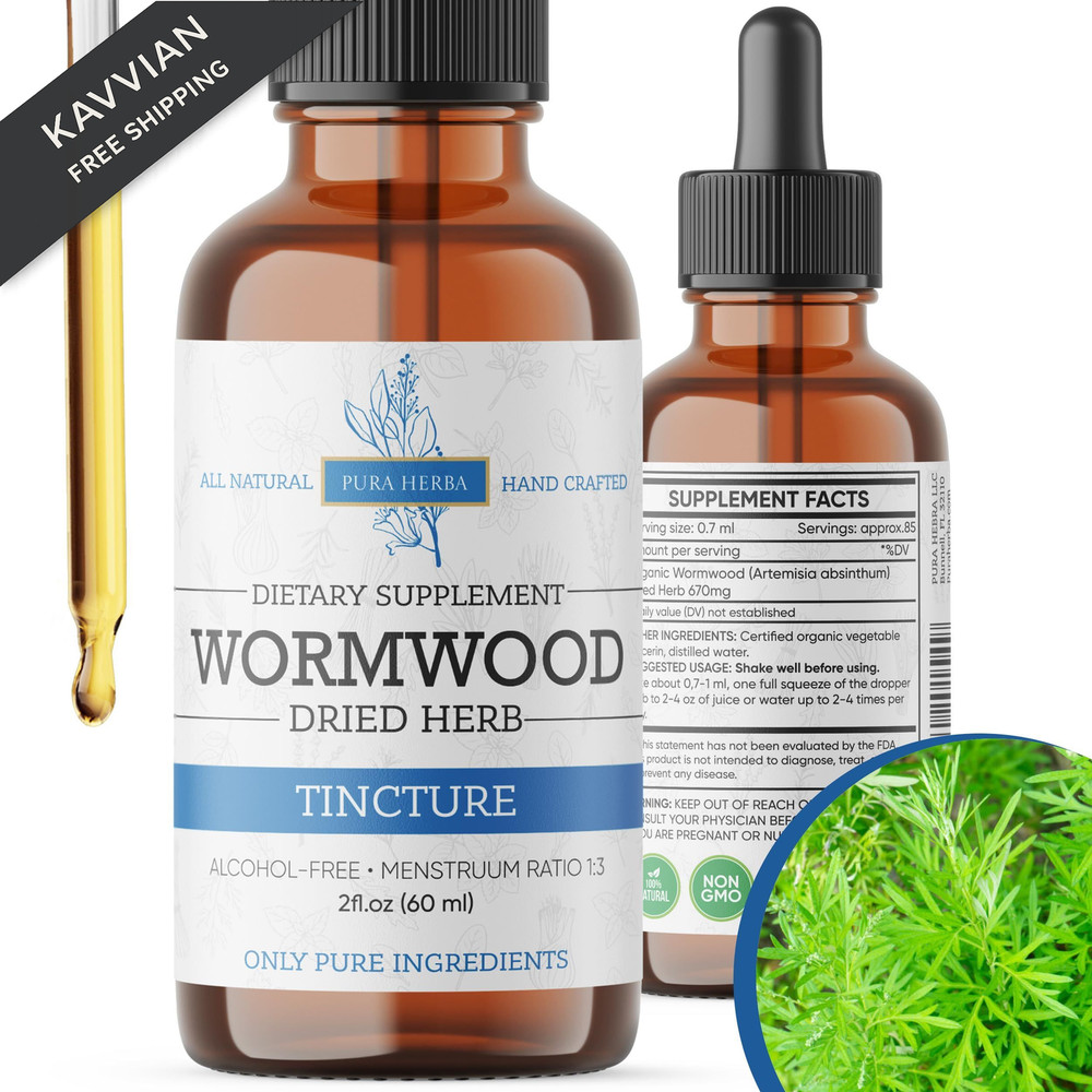 Wormwood Organic Tincture – Herbal Supplement for 2 Fl Oz (Pack of 1)